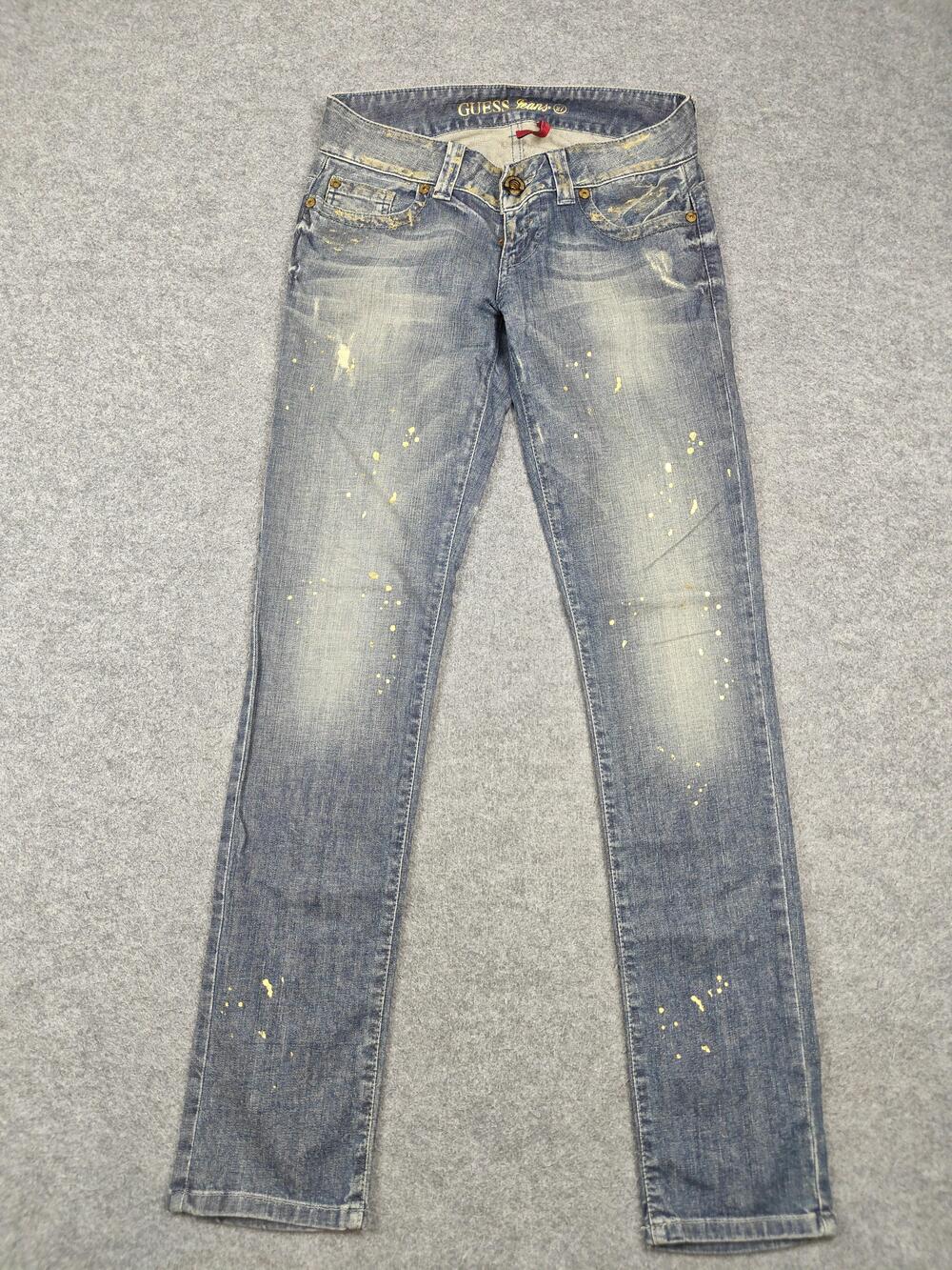 GUESS Skinny Jeans Womens 27 Blue Medium Wash Low Rise Stretch 32 Inseam